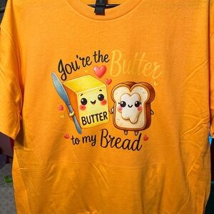 Gildan Orange Tee with Butter and Bread Design